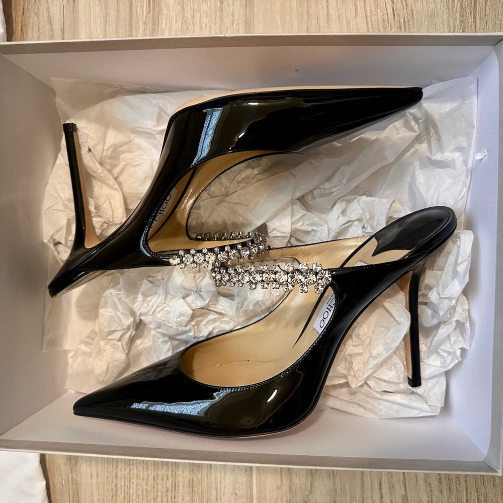 Jimmy Choo Bing Black Crystal Embellished Heels 43